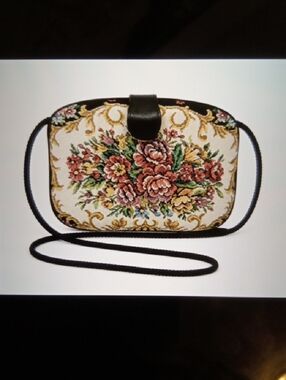 Regal Small Structured Crossbody Clutch Tapestry Vintage 90s Womens